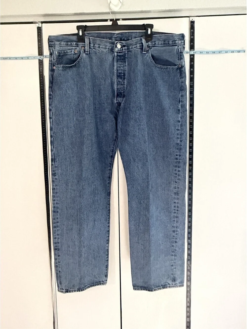 Levi's 501 Button Fly Strait Leg Jeans XX 42x30 Medium Wash Made in Egypt EUC